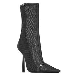 Saint Laurent Oxalis Mesh Pointed Toe Ankle Boots Booties Black 37 EU